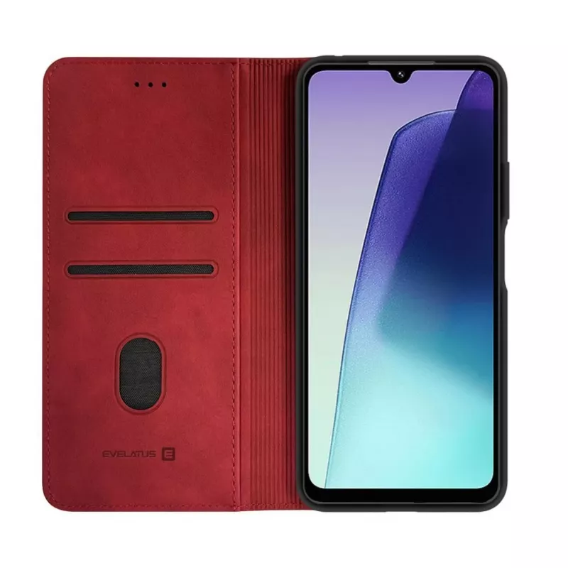Evelatus Funda tipo libro de piel PU para Xiaomi Redmi 14C 4G/14C 5G/Redmi A4/POCO C75 roja