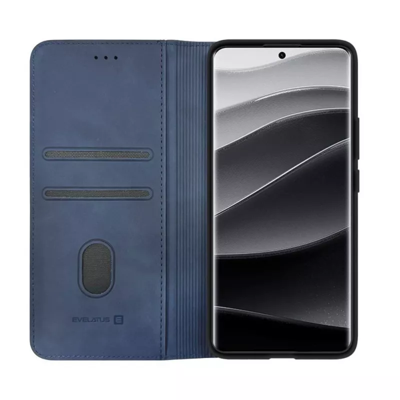 Evelatus Funda tipo libro para Xiaomi Redmi Note 14 Pro Plus azul oscuro