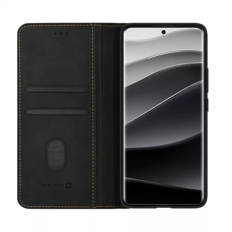 Evelatus Funda tipo libro para Xiaomi Redmi Note 14 Pro Plus negra