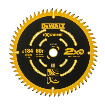DEWALT DT1670 disco de sierra 184mm 60T para cortes finos