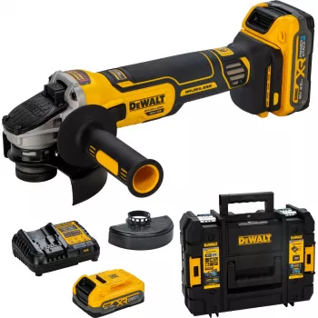 DEWALT DCG405S2T-QW 18V XR amoladora angular de batería 125mm sin escobillas con 2x5.0Ah baterías, cargador y maletín TSTAK