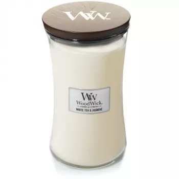 WoodWick White Tea & Jasmine Vela aromática en vaso, mediana, 275g