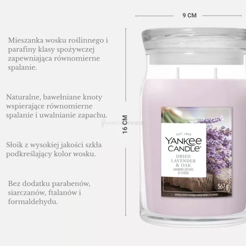 Yankee Candle Signature Dried Lavender & Oak vela en tarro grande 567g