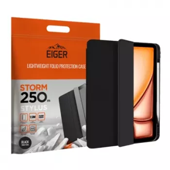 Eiger Funda tipo folio Negro con soporte magnético reforzado y portarrotulador para Apple iPad Air 13 (2024-2025)/Pro 12.9 (2018-2023)