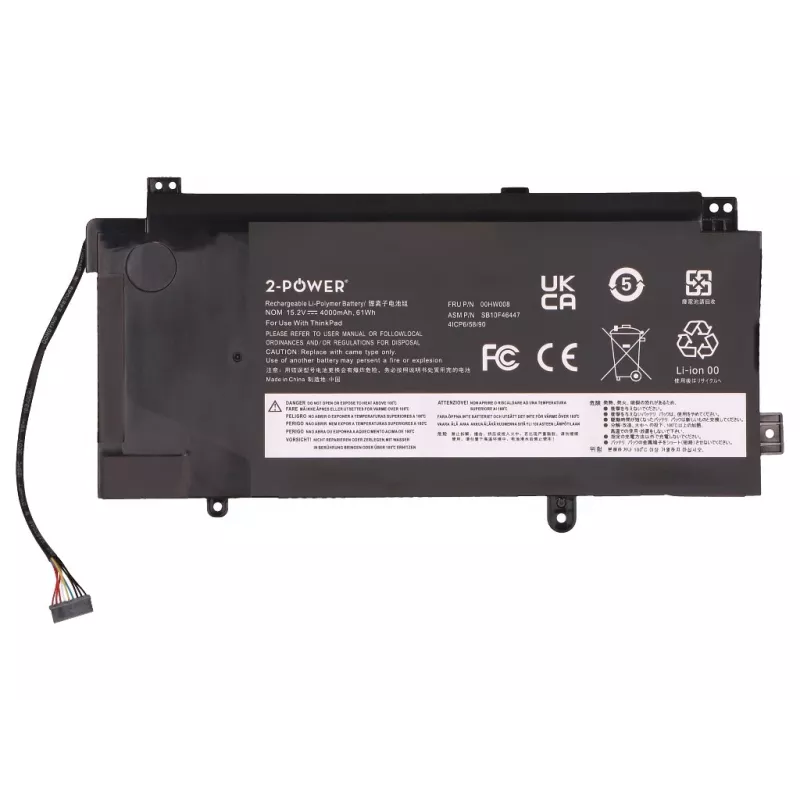 Batería principal 2-Power para Lenovo ThinkPad Yoga 15 20DQ 20DR - 61 Wh