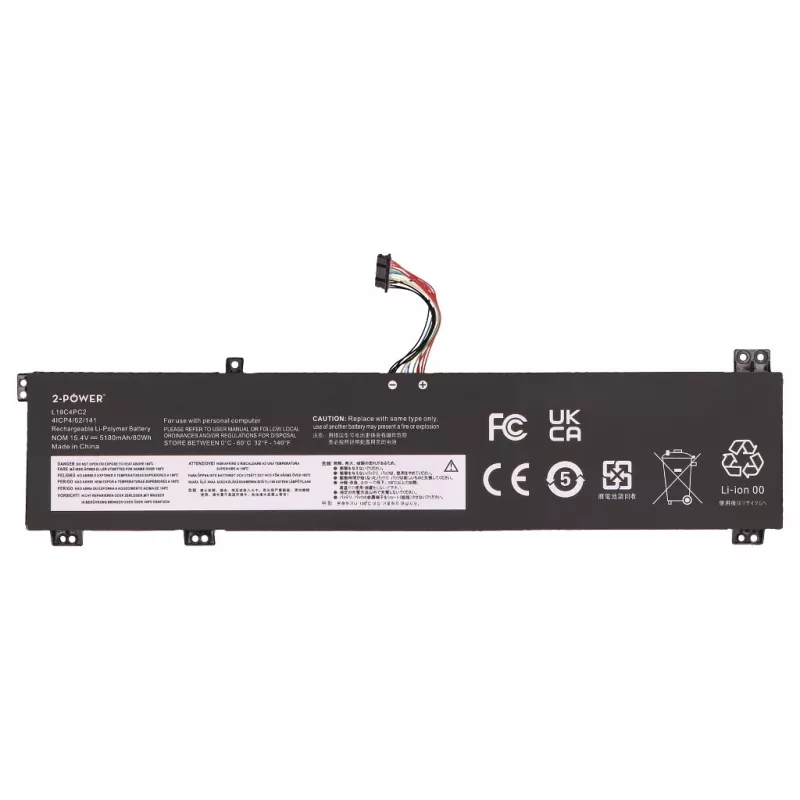 Batería principal 2-Power para Lenovo Legion 5-15IMH05H 81Y6 - 60 Wh, 11,52 V, 5200 mAh, 3 celdas Li-Ion