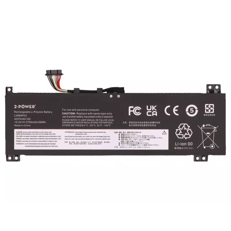 Batería principal 2-Power para Lenovo Legion 5-15ACH6 82JW - 58 Wh