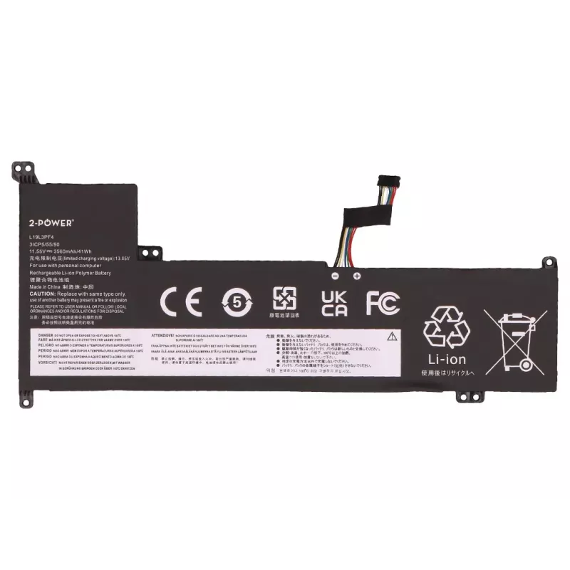 Batería principal 2-Power para Lenovo IdeaPad 3-17IIL05 81WF - 42 Wh, 11,4 V, 3 celdas Li-Ion, Negra