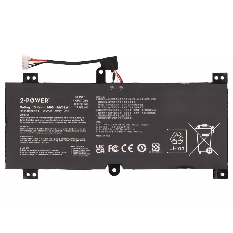 Batería principal 2-Power - Batería para portátil - 52 Wh - 11,1 V - 4700 mAh - 6 celdas - Negra
