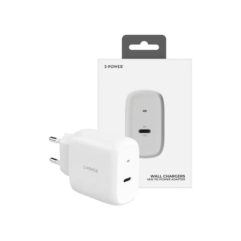 Cargador de pared 2-Power 45W PD GaN 1 x USB-C