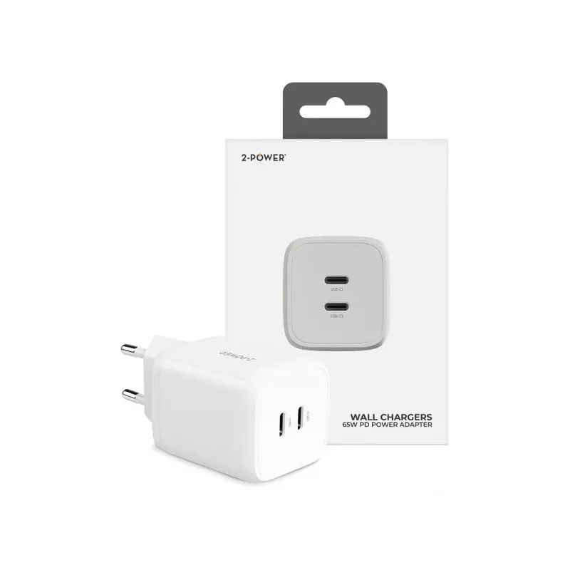 2-Power Cargador de pared PD GaN 65W 2 x USB-C