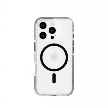 Tech21 EvoCrystal Funda MagSafe para iPhone 16 Pro Negro – Protección transparente 15x estándar militar caída 4,9 m