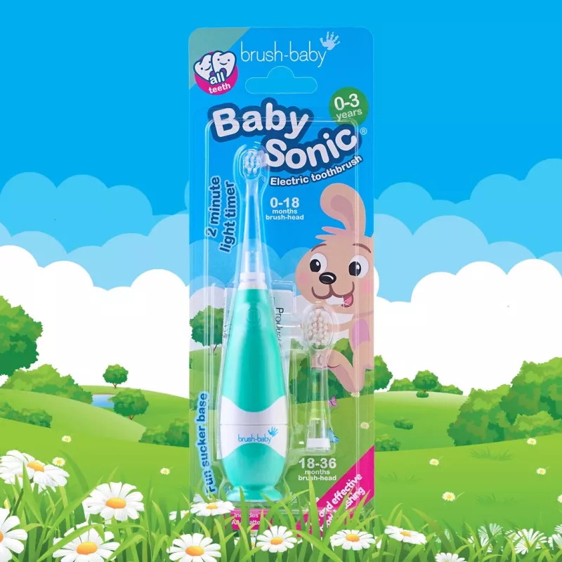 BRUSH BABY Cepillo de dientes eléctrico sónico Baby Sonic 0-3 años Marino
