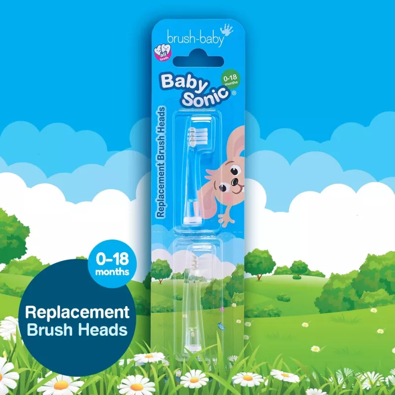Brush-Baby Cabezales de recambio BabySonic 0-18 meses pack de 2 blanco
