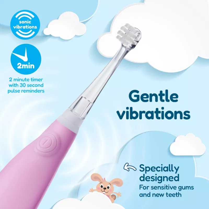 BRUSH-BABY Cepillo de dientes eléctrico sónico Baby Sonic 0-3 años Rosa