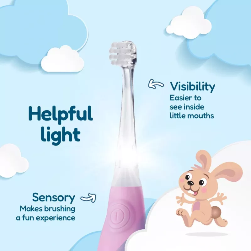 BRUSH-BABY Cepillo de dientes eléctrico sónico Baby Sonic 0-3 años Rosa