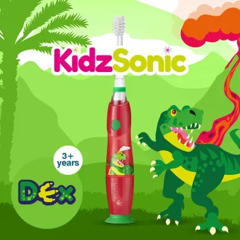 BRUSH BABY Cepillo de dientes eléctrico sónico Kidz Sonic para niños 3+ años - Diseño dinosaurio