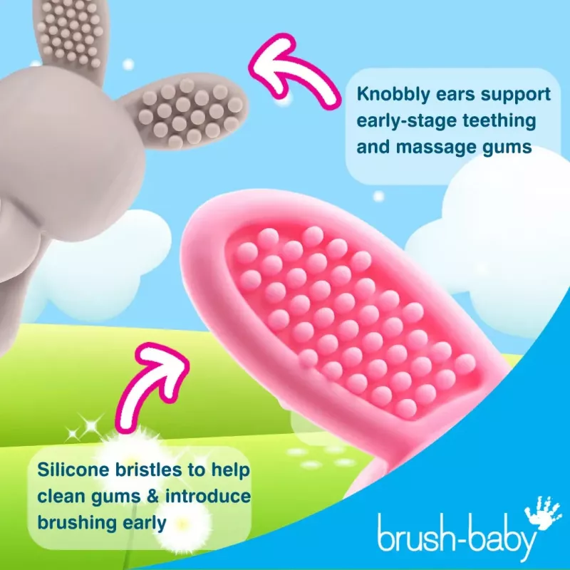 BRUSH BABY Mordedor Bobbie Bunny Juguete mordedor para bebé Cappuccino Gris