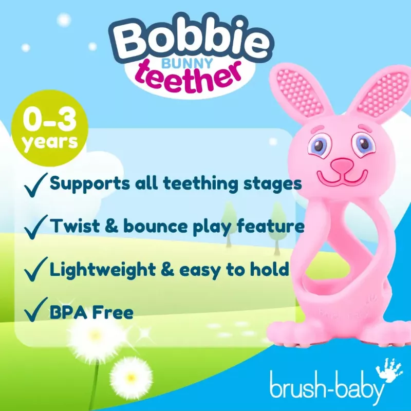 Brush Baby Mordedor Bobbie Bunny - Rojo rosado
