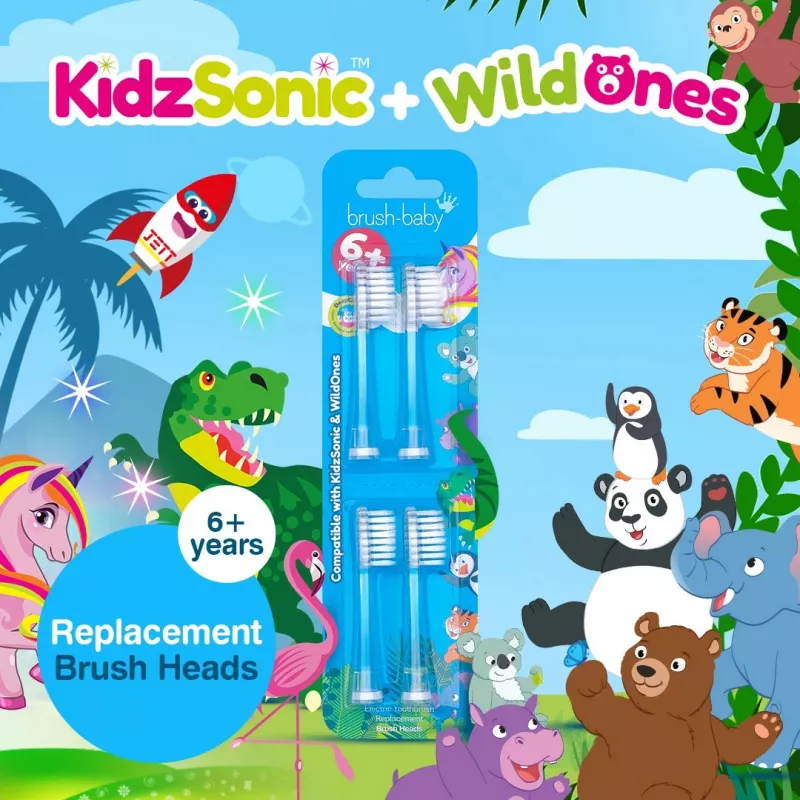 Brush-Baby Cabezales de recambio Kidz Sonic 6+ pack de 4