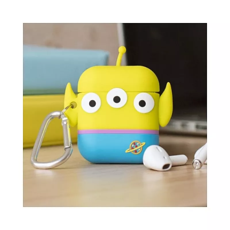 ThumbsUp! PowerSquad Funda 3D de silicona para AirPods, Alien, azul/blanco/amarillo