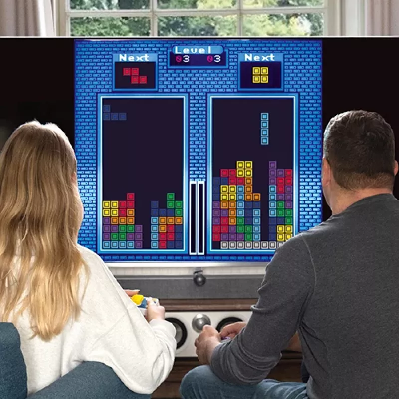 FIZZ CREATIONS Tetris Duel consola retro arcade para dos jugadores con 2 mandos con cable Plug & Play