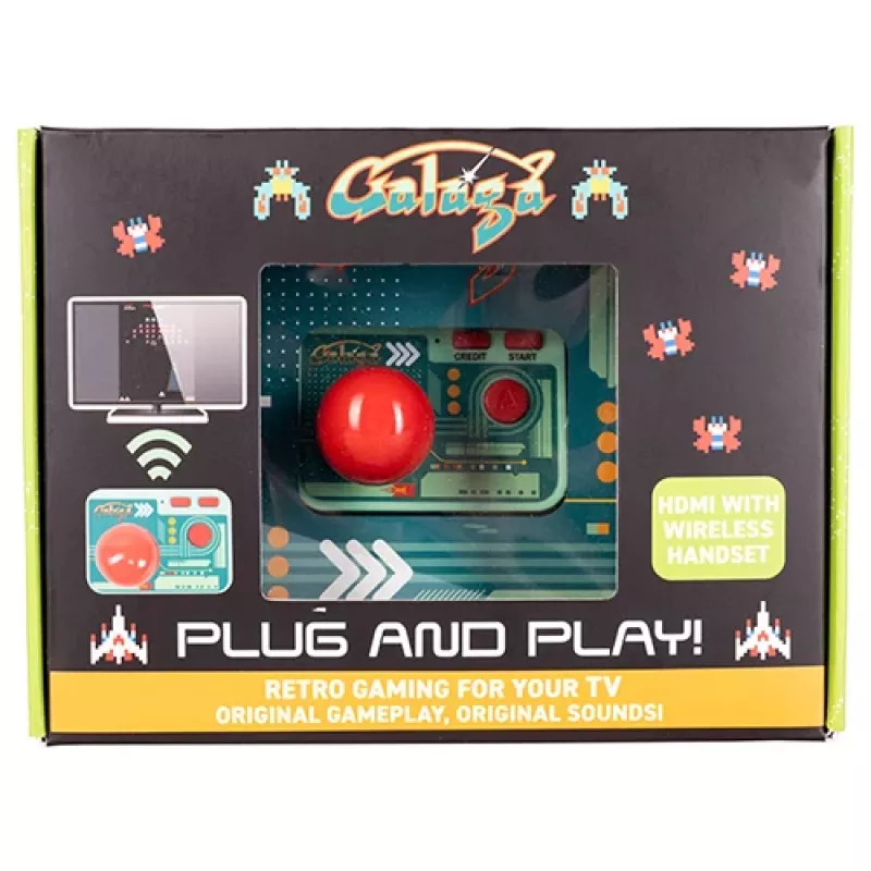 FIZZ CREATIONS Retro Arcade Galaga consola inalámbrica Plug & Play con 2 mandos