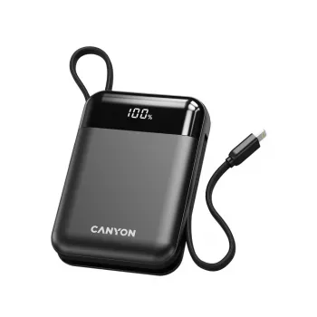 Canyon OnPower 104 10000 mAh Batería externa con cable USB-C y Lightning negro