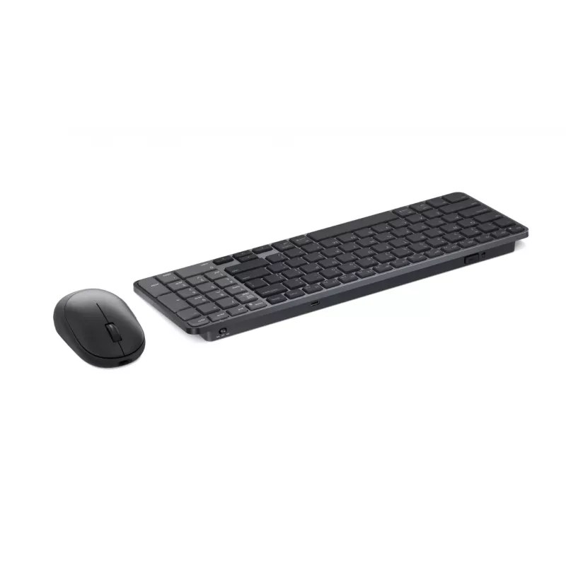 Dell Pro 7 Conjunto de teclado y ratón compacto recargable - KM746 - Lituano (QWERTY) - Gris titanio