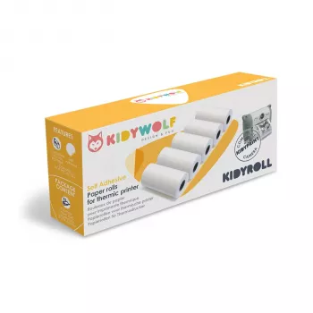 KIDYWOLF Rollos térmicos autoadhesivos pack de 5 - 57mm x 30mm blanco