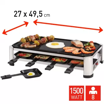FRITEL RG 2170 parrilla raclette acero inoxidable cromo/negro 1200 W 8 personas