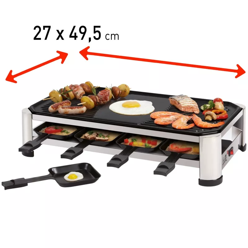 FRITEL RG 2170 parrilla raclette acero inoxidable cromo/negro 1200 W 8 personas