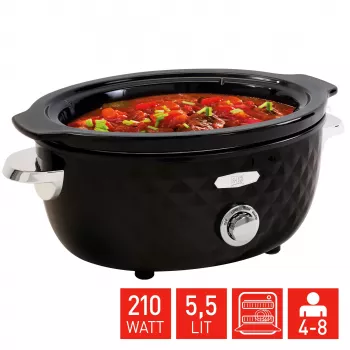 FRITEL Family olla de cocción lenta 5.5 litros 210W negro/cromo