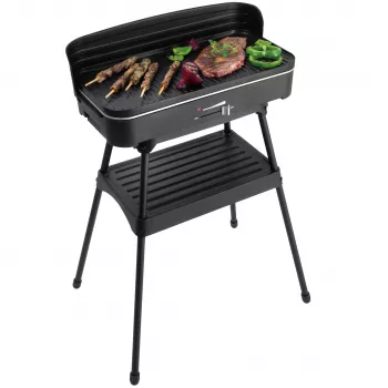 FRITEL Starter BBQ 2246 parrilla eléctrica con soporte, 2200 W, negro