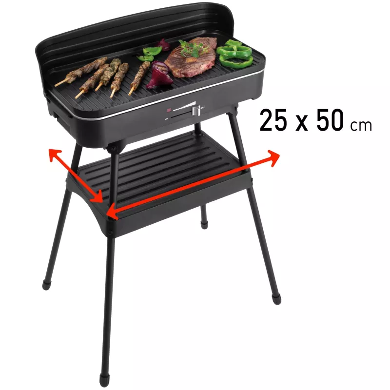 FRITEL Starter BBQ 2246 parrilla eléctrica con soporte, 2200 W, negro