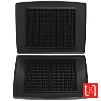 FRITEL Family set de placas para gofres (2 placas) para gofrera serie 1300 - aluminio fundido antiadherente, apto para lavavajillas, negro/gris
