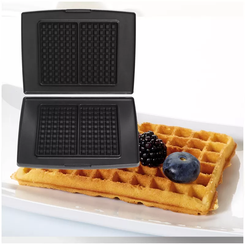 FRITEL Family set de placas para gofres (2 placas) para gofrera serie 1300 - aluminio fundido antiadherente, apto para lavavajillas, negro/gris