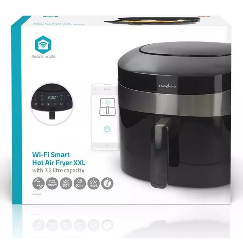 Nedis SmartLife KAAF180BKW freidora de aire 7,2 L, negra