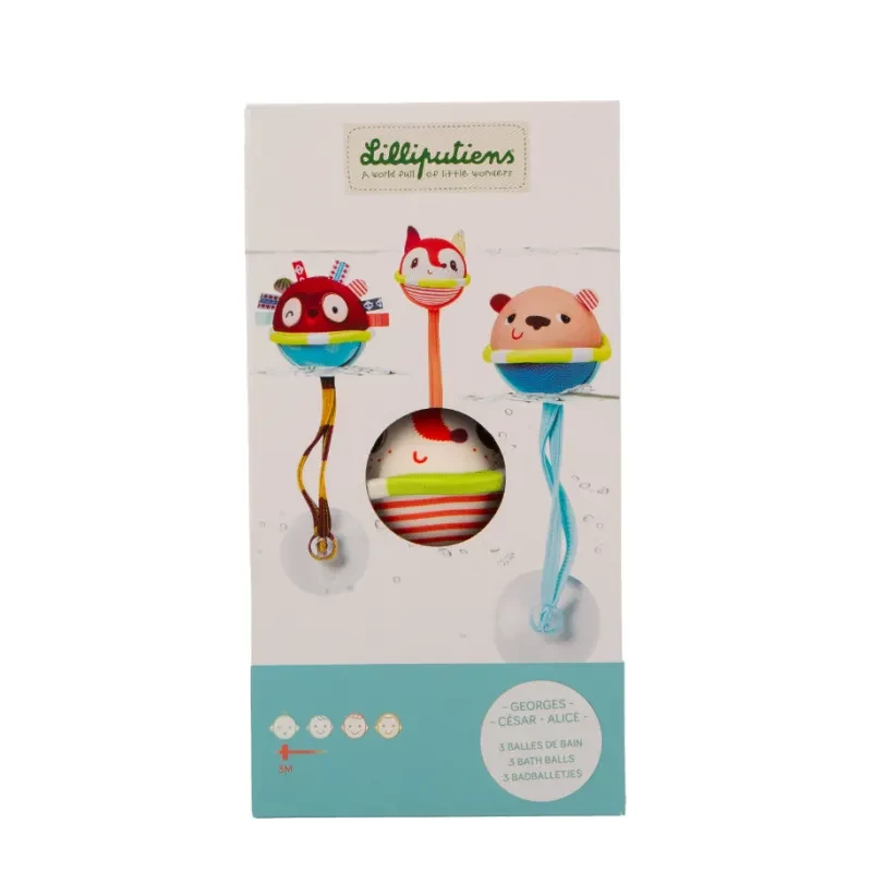 Lilliputiens Set de 3 pelotas de baño con ventosas