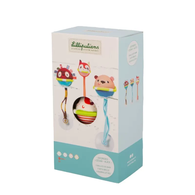 Lilliputiens Set de 3 pelotas de baño con ventosas