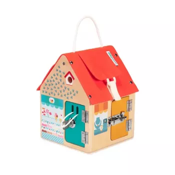 Lilliputiens Georges the Fox Casa de actividades de madera con cerraduras