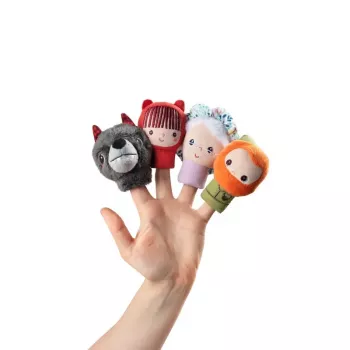 Lilliputiens Set de Marionetas de Dedo Caperucita Roja, 4 Figuras + Bolsa de Almacenamiento, 12m+