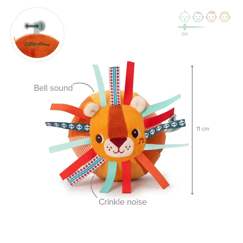 Lilliputiens Pelota Sensorial con Campana y Relieve Jack el León 6m+