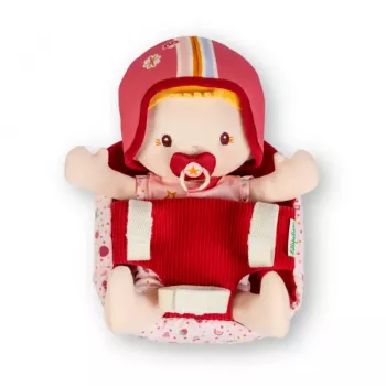 Lilliputiens muñeca Lena en sillita de bicicleta con mantita de apego y casco 18m+
