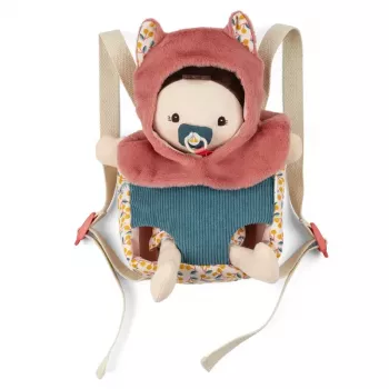Lilliputiens muñeca Jeanne en portabebés con gorro 18m+