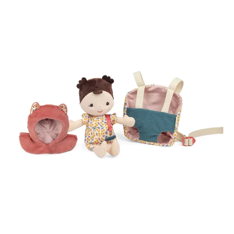 Lilliputiens muñeca Jeanne en portabebés con gorro 18m+