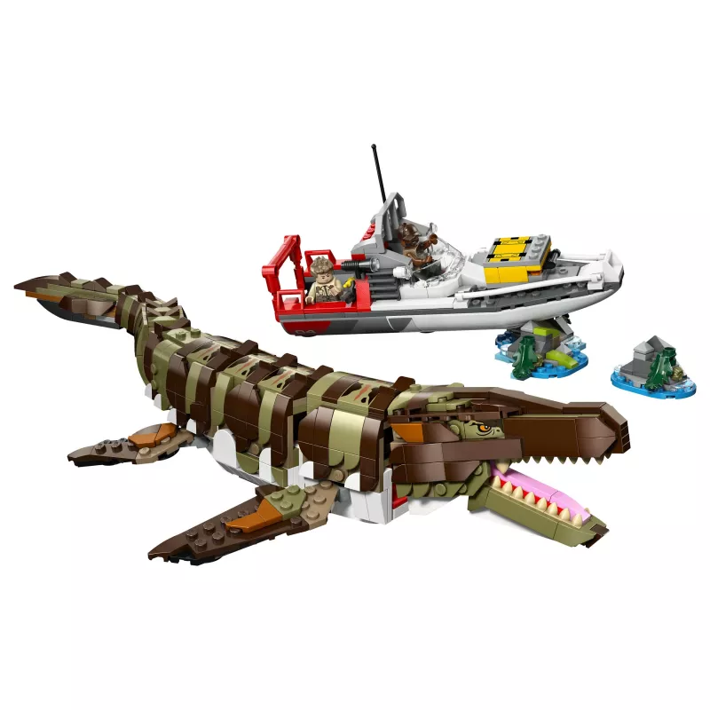 LEGO Jurassic World 76974 Misión en el barco y modelo Mosasaurus