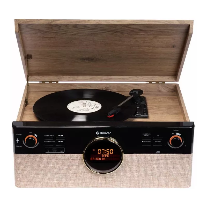 Denver MRD-180 minicadena retro de madera DAB+/FM CD casete Bluetooth