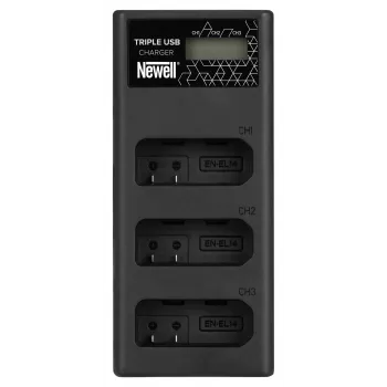 Cargador de batería de 3 canales Newell CD-USB-C para Nikon EN-EL14