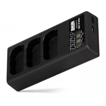 Cargador de triple canal Newell CD-USB-C para baterías Canon LP-E6